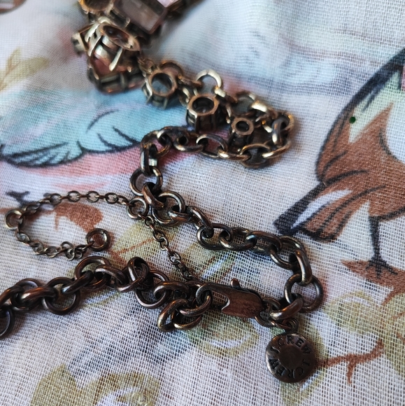 J. Crew Brand Statement Necklace Huge Abstract Apricot Light Rose Stones Brass - Picture 14 of 16